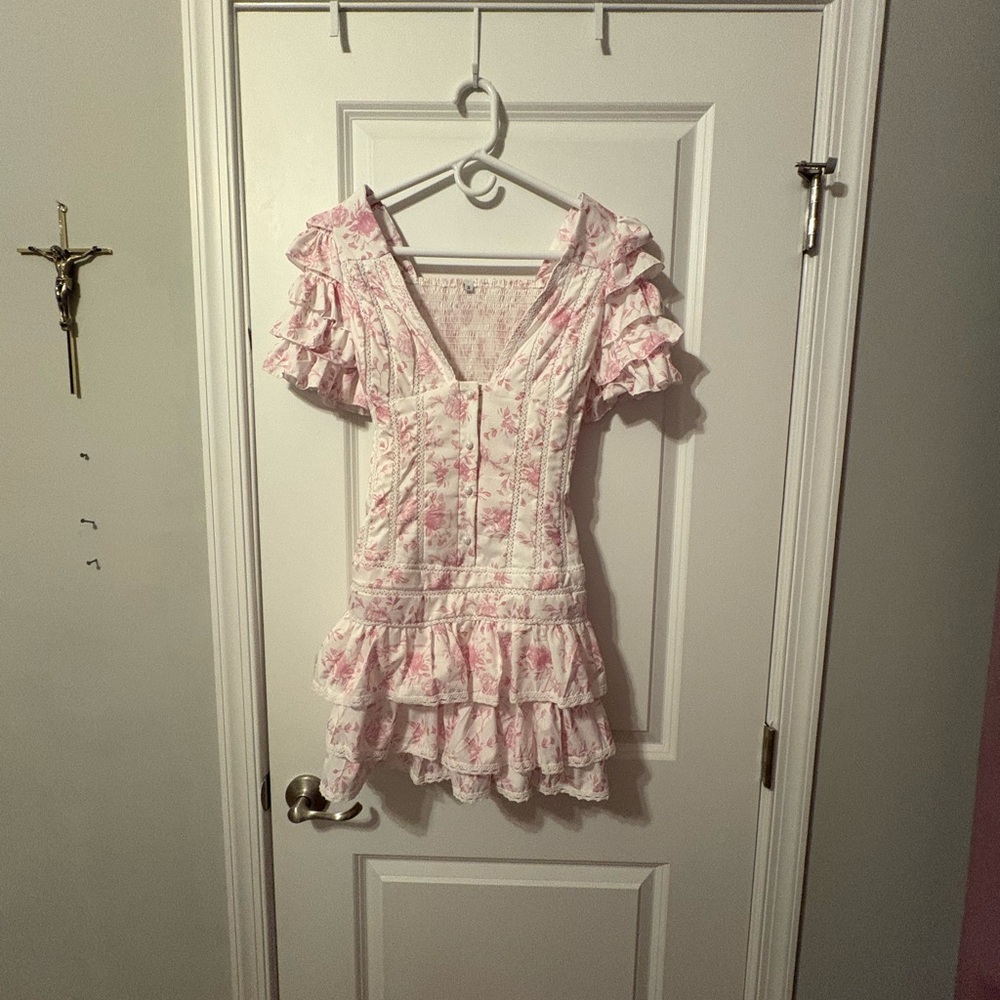 Floral Pink Ruffle Kids Dress